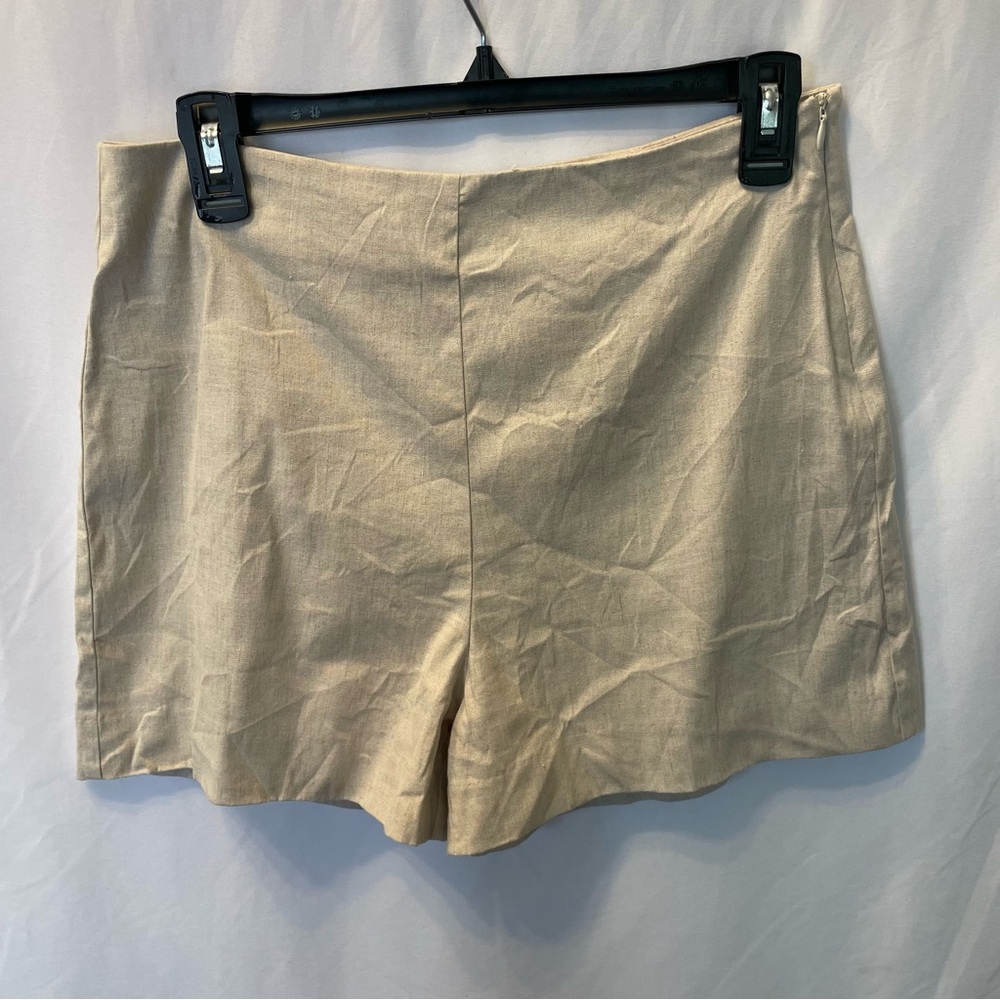 MNG Mango‎ Linen-Blend High Waisted Shorts Women’s Small Academia Lagenlook Boho
